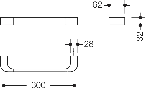 HEWI Haltegriff „System 800“ in Schwarz tiefmatt, Befestigung verdeckt HEWI Haltegriff „System 800“ in Schwarz tiefmatt, Befestigung verdeckt