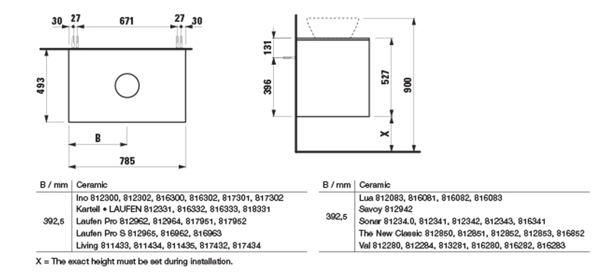 Waschtischunterbau+Waschtischplatte (Schubladenelement) LANI 493x785x527 mit Ausschnitt mittig Abdeckplatte 12 mm, mit 2 Schubladen integrierter Griffleiste Vollauszug und Soft-Close weiß matt Waschtischunterbau+Waschtischplatte (Schubladenelement) LANI 493x785x527 mit Ausschnitt mittig Abdeckplatte 12 mm, mit 2 Schubladen integrierter Griffleiste Vollauszug und Soft-Close weiß matt