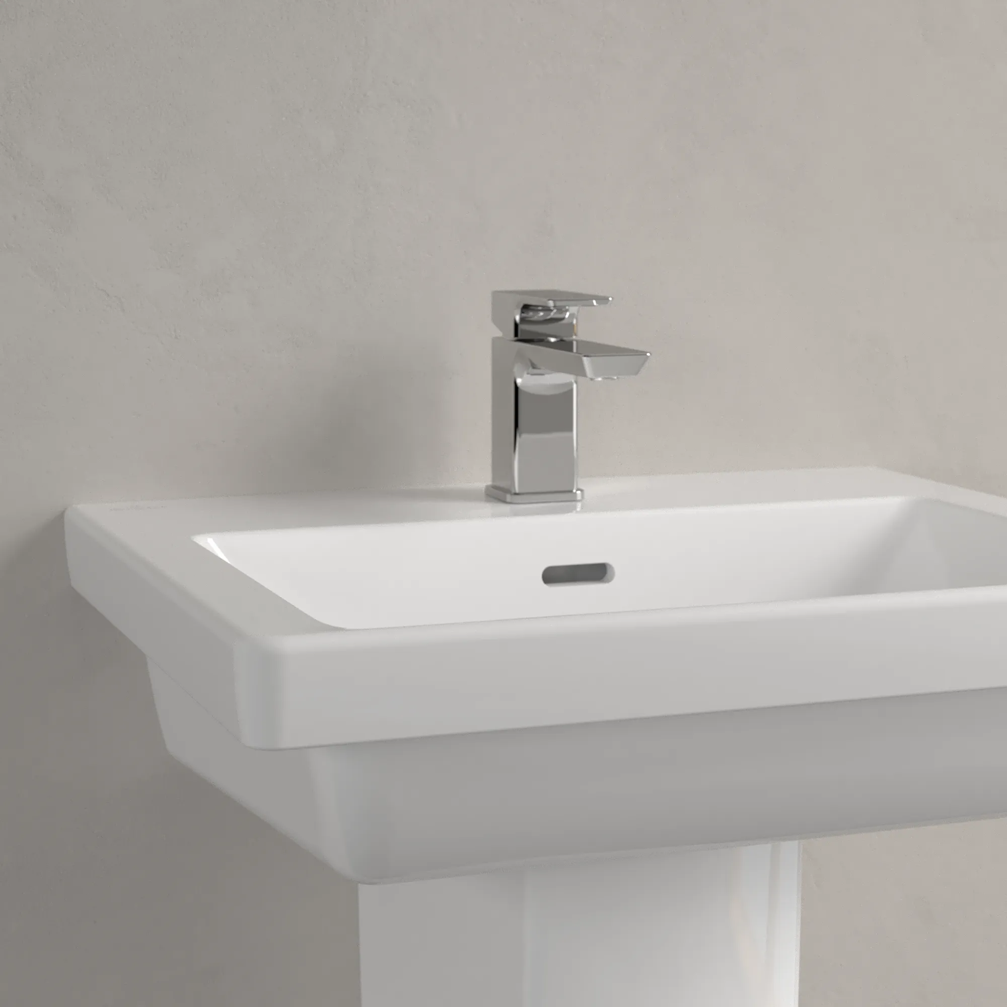 Villeroy & Boch Subway 3.0 Wandwaschbecken, 550x440x165mm, weiß Alpin, glänzend, mit Überlauf, für 3-Loch-Armatur