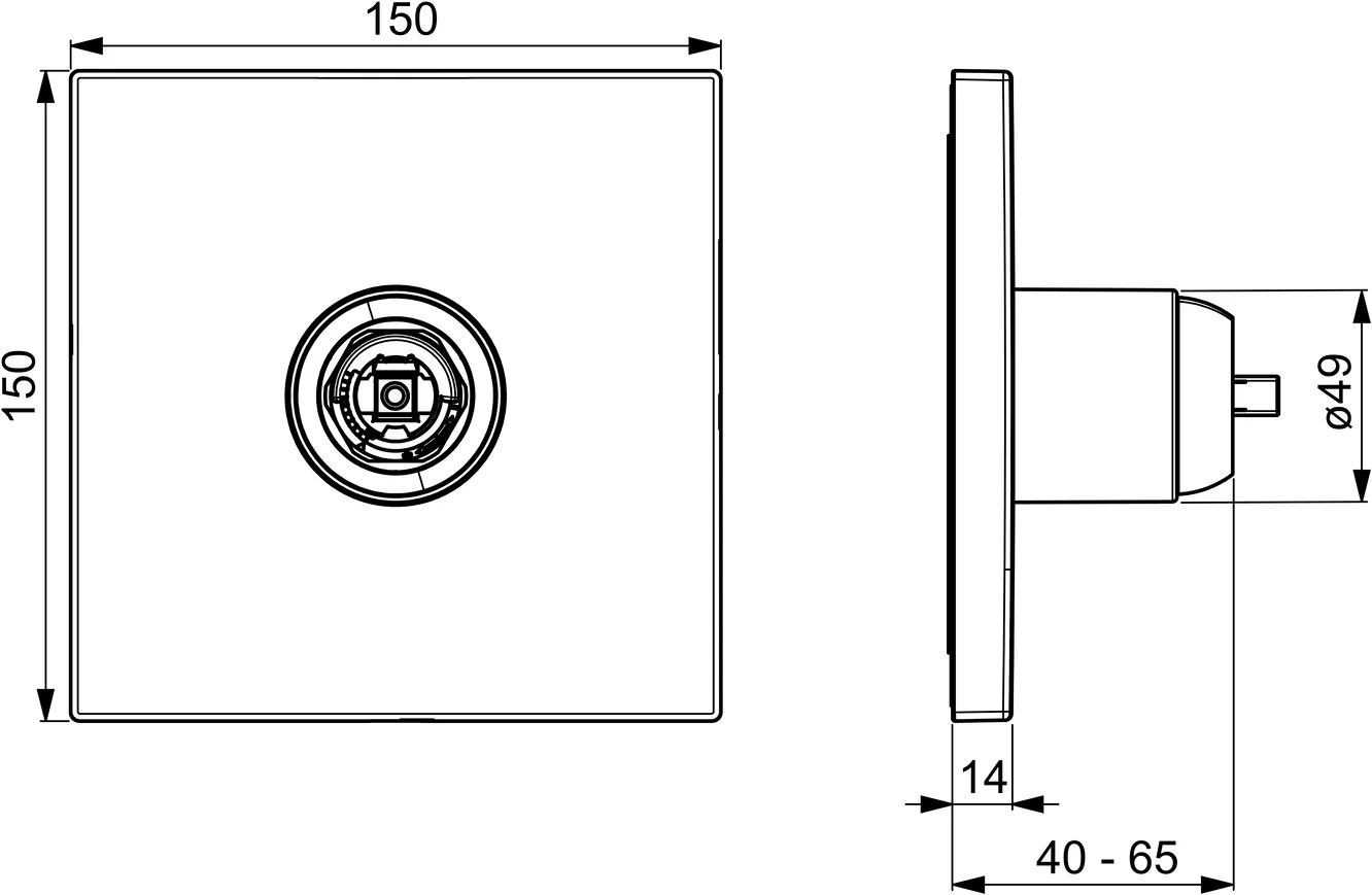 HansaVAROX Duscharmatur Fertigmontageset für Brausebatterie PRO 4055 Rosette eckig Chrom