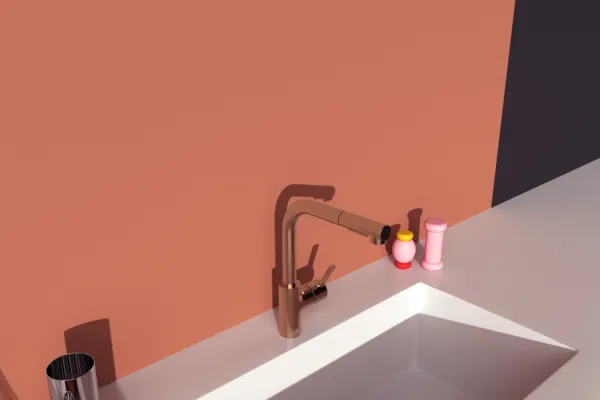 Küchenarmatur Gusto Ausladung 235mm L-Auslauf 2F-Brause Brushed Gold Küchenarmatur Gusto Ausladung 235mm L-Auslauf 2F-Brause Brushed Gold