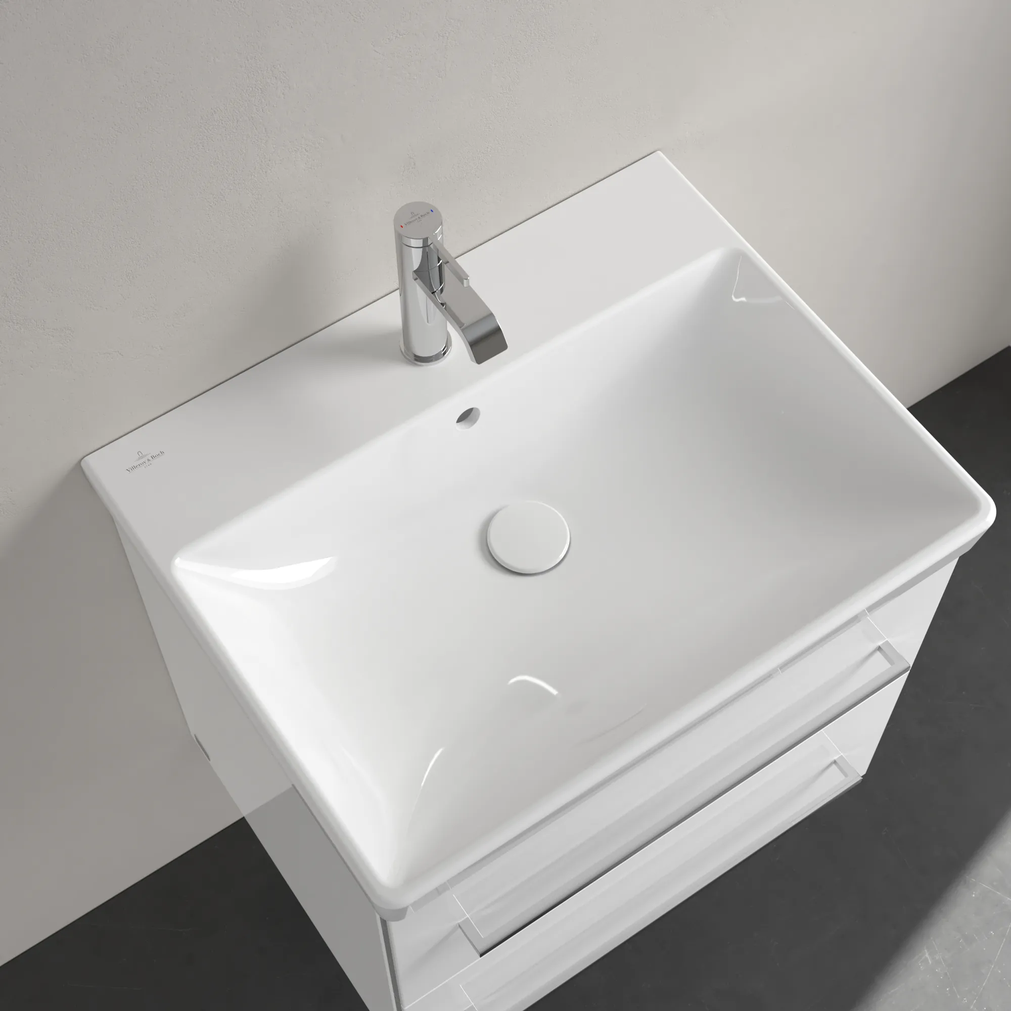 Villeroy & Boch Wandwaschtisch „Avento“ 600 × 470 × 155 mm, für Becken mittig, Hahnlochposition mittig, mit Hahnlochbohrung in Weiß Alpin Villeroy & Boch Wandwaschtisch „Avento“ 600 × 470 × 155 mm, für Becken mittig, Hahnlochposition mittig, mit Hahnlochbohrung in Weiß Alpin