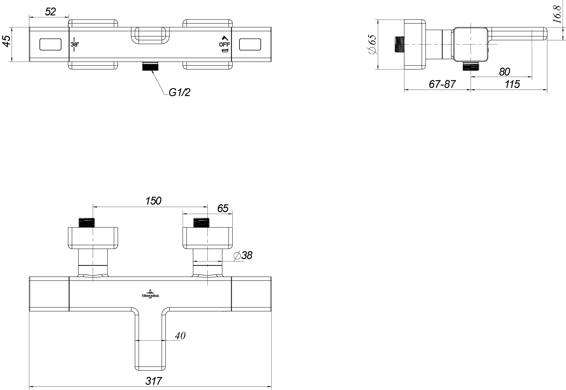 Einhand-Wannenarmatur TVT00000200061 Ausladung 93 mm