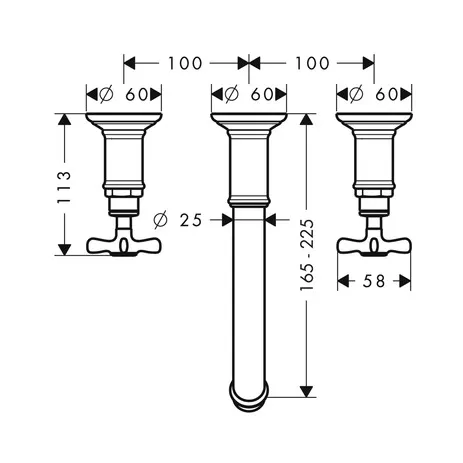 3-Loch Waschtischarmatur Axor Montreux Wand Fertigset chrom 3-Loch Waschtischarmatur Axor Montreux Wand Fertigset chrom