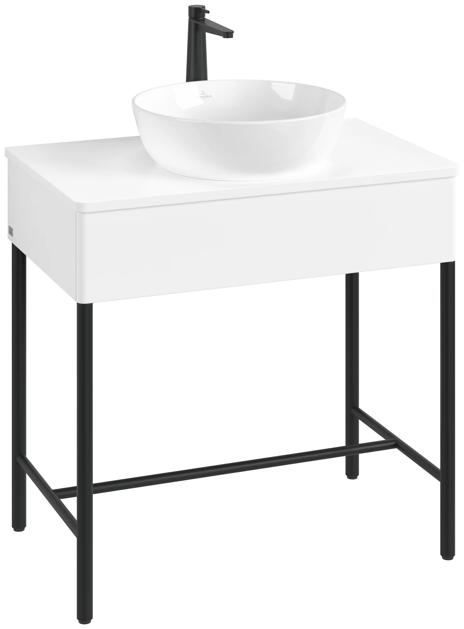 Villeroy & Boch Waschbeckenunterschrank Artis, Eckig White Matt Lacquer, 800x782x500mm, mit Metallgestell und Push-to-open Funktion