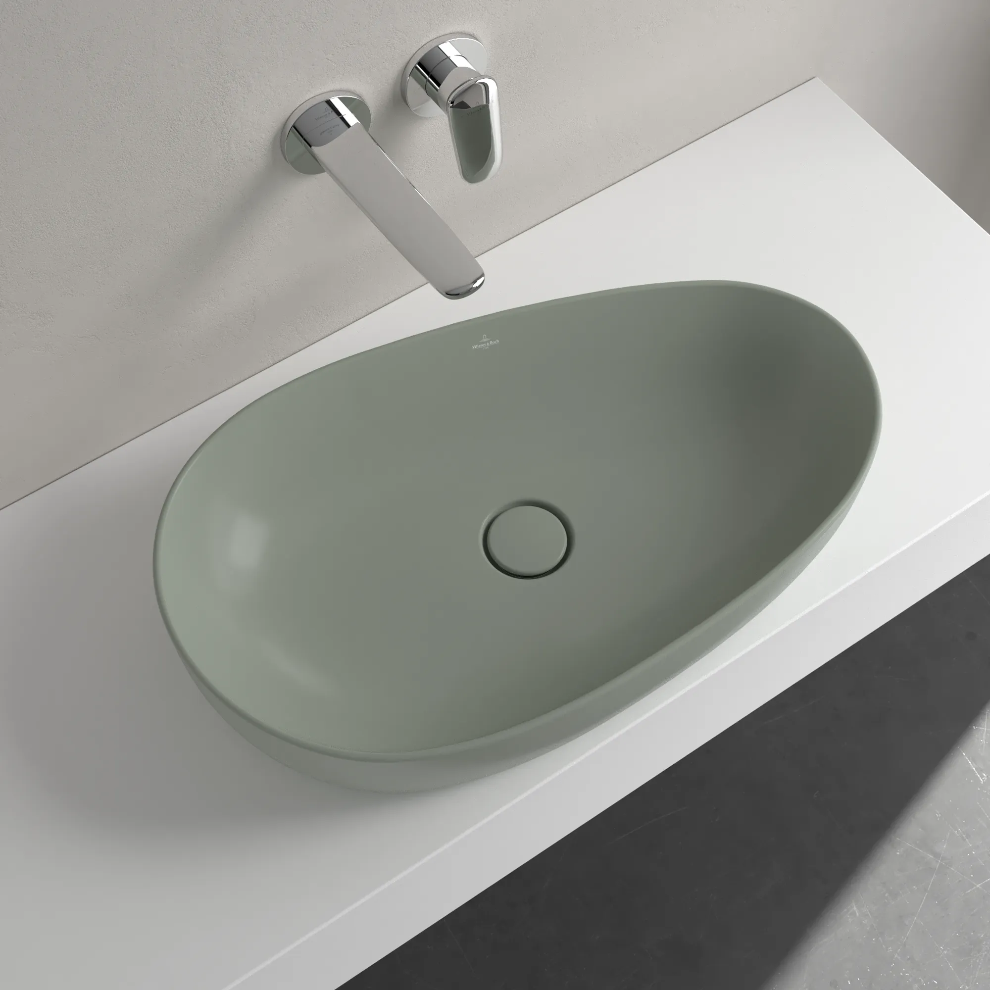 Villeroy & Boch Aufsatzwaschtisch „Antao“ 650 × 400 × 180 mm, ohne Hahnlochbohrung in Morning Green Villeroy & Boch Aufsatzwaschtisch „Antao“ 650 × 400 × 180 mm, ohne Hahnlochbohrung in Morning Green