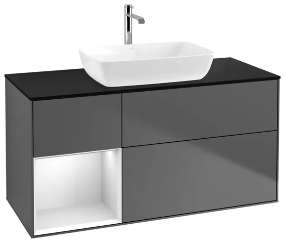 Villeroy & Boch Waschtischunterschrank „Finion“ für Schrankwaschtisch 1200 × 603 × 501 mm Anthracite Matt Lacquer, für Becken mittig