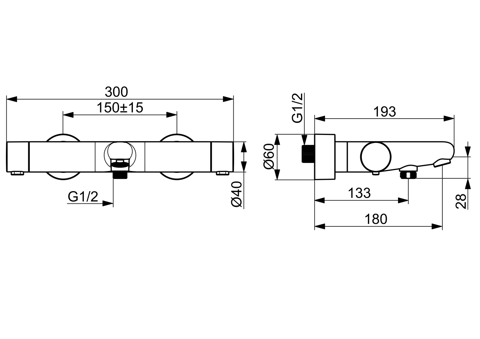 HansaPRISMA Wannen- und Brausearmatur Wandmontage Thermostat Chrom HansaPRISMA Wannen- und Brausearmatur Wandmontage Thermostat Chrom