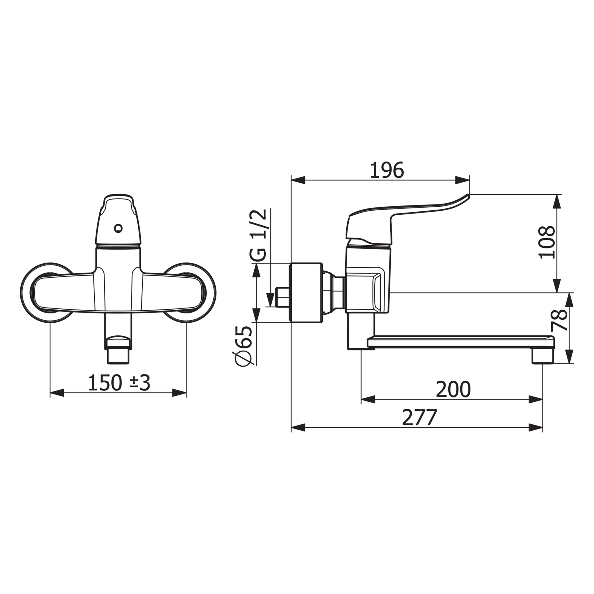 Einhand-Waschtischarmatur Bedienungshebel lang „Clinica“ Ausladung 277 mm in Chrom Einhand-Waschtischarmatur Bedienungshebel lang „Clinica“ Ausladung 277 mm in Chrom