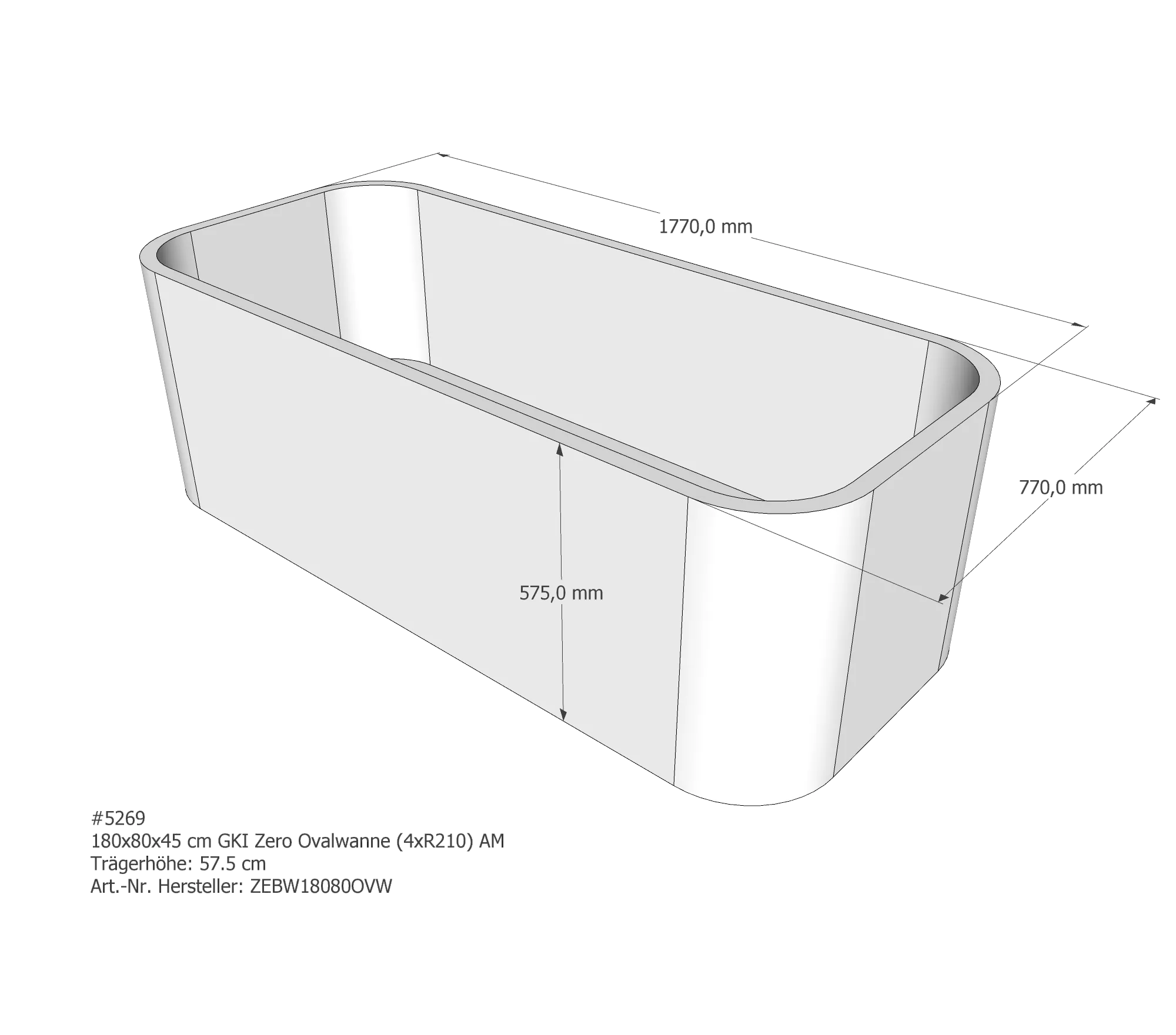 Duschwannenträger passend für GKI Zero 180 × 80 × 45 cm Duschwannenträger passend für GKI Zero 180 × 80 × 45 cm