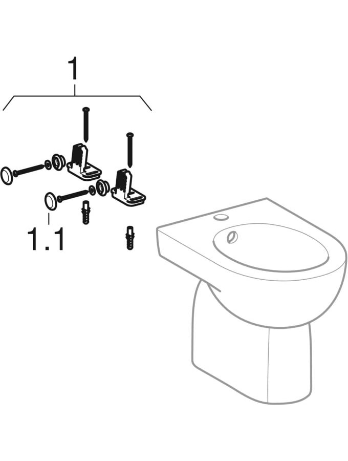 Stand-Bidet „Renova“, mit Überlauf, Befestigung verdeckt 35 × 40 × 52 cm