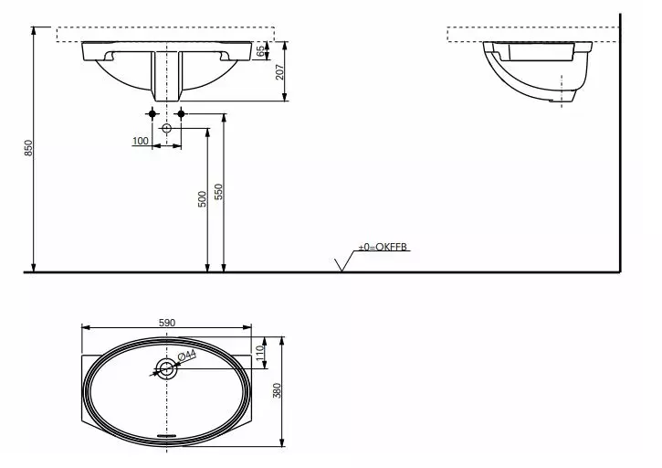 Toto Unterbauwaschtisch „WU“ ⌀ 600 mm