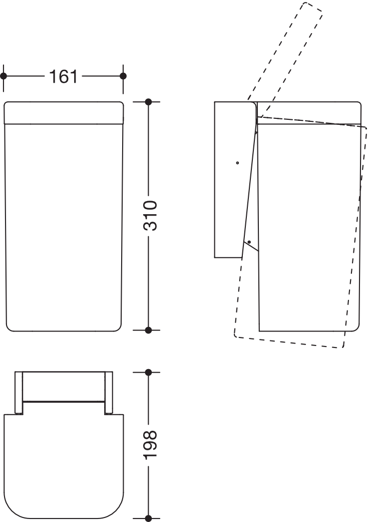 HEWI Hygieneabfallbehälter „Serie 477“ 16,1 × 31 cm in Signalweiß