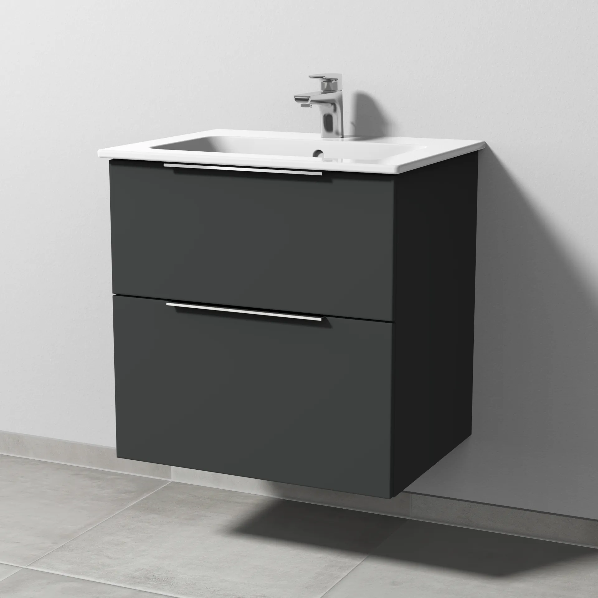 Sanipa Waschtischunterschrank „3way“ passend zu Keramik-Waschtische ME by Starck von Duravit 600 × 613 × 467 mm in Graphit (matt)
