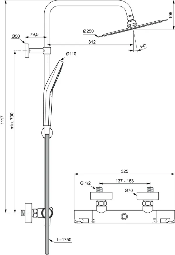 Ideal Standard Duschsystem „CerathermT50“