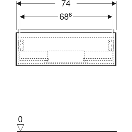 Geberit ONE Unterschrank für Waschtisch, schwarz matt, 74 x 26,6 x 47 cm, mit einer Schublade und Push-to-open-Mechanismus