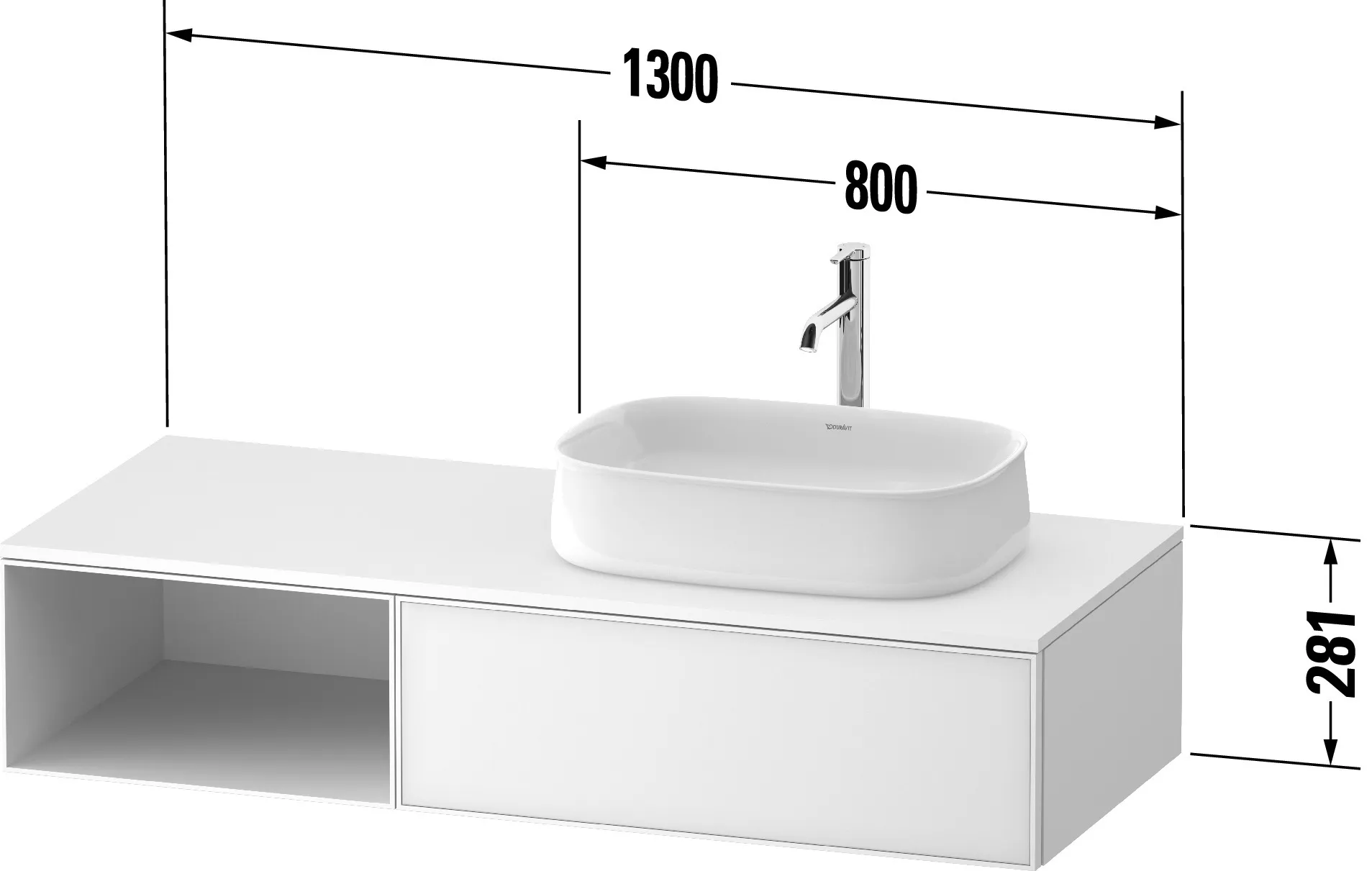 Duravit Waschtischunterschrank wandhängend „Zencha“ 130 × 28,1 × 55 cm