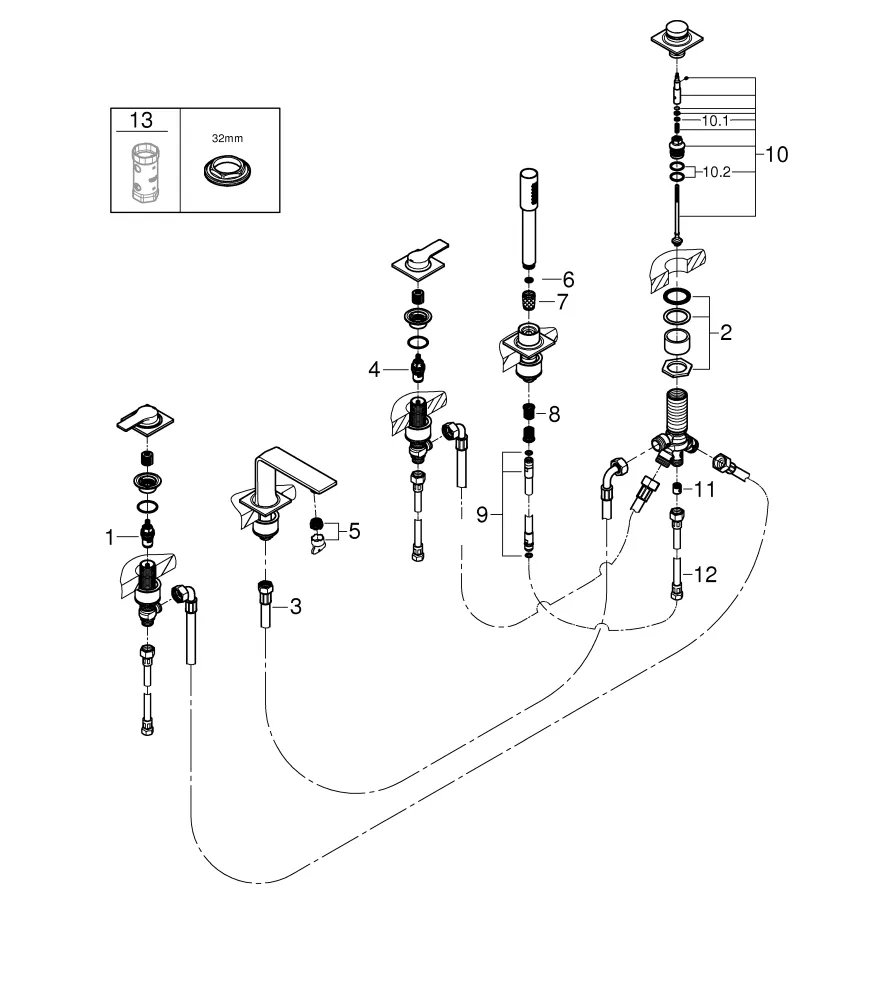 Grohe Allure 5-Loch-Wannenkombination warm sunset gebürstet Grohe Allure 5-Loch-Wannenkombination warm sunset gebürstet