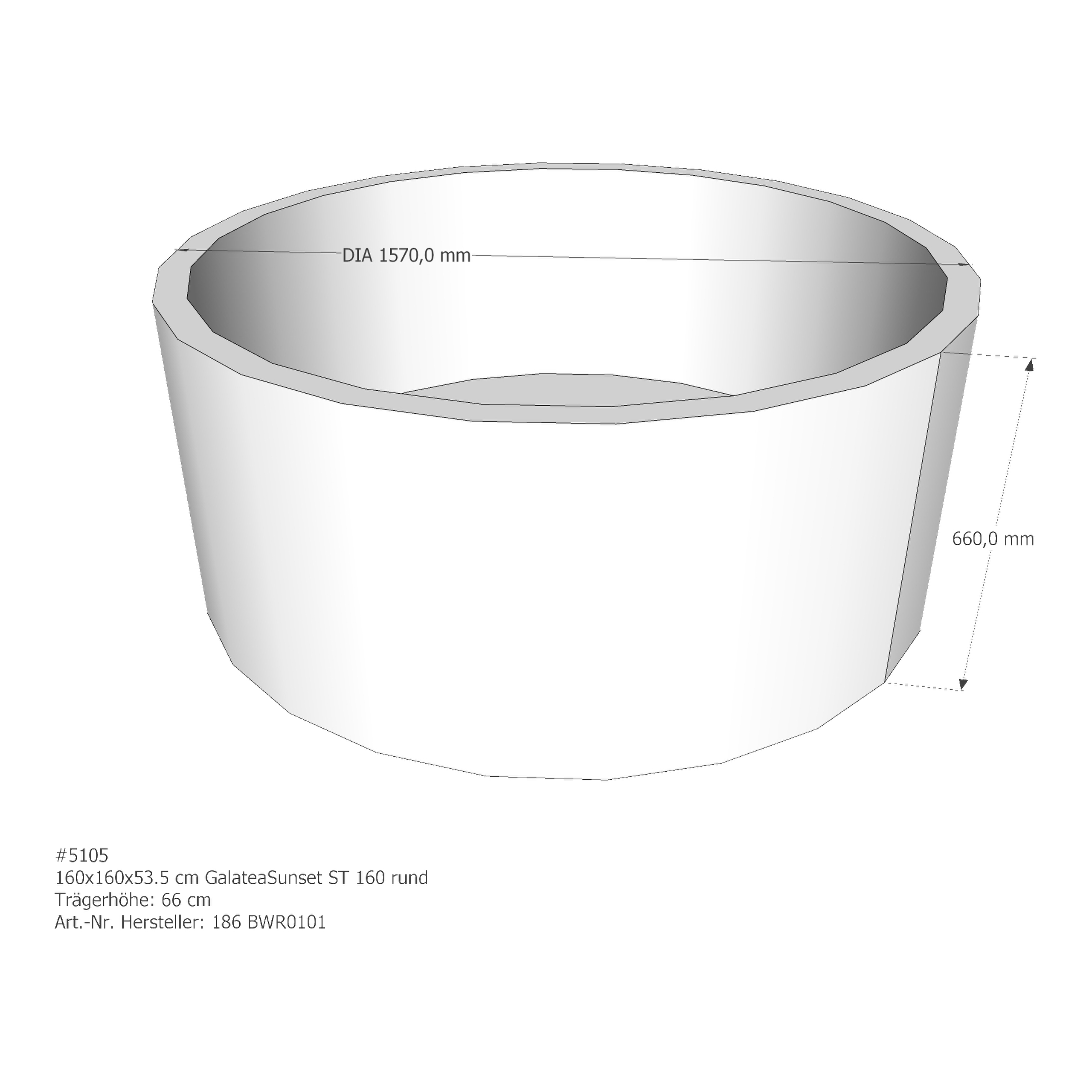 Badewannenträger für Galatea ~Sunset ST 160 Rund 160 × 160 × 53,5 cm Badewannenträger für Galatea ~Sunset ST 160 Rund 160 × 160 × 53,5 cm