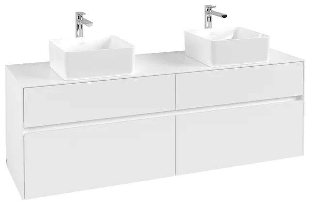 Villeroy & Boch Waschtischunterschrank „Collaro“ 1600 × 548 × 500 mm Weiß Matt, ohne Beleuchtung, für links und rechts