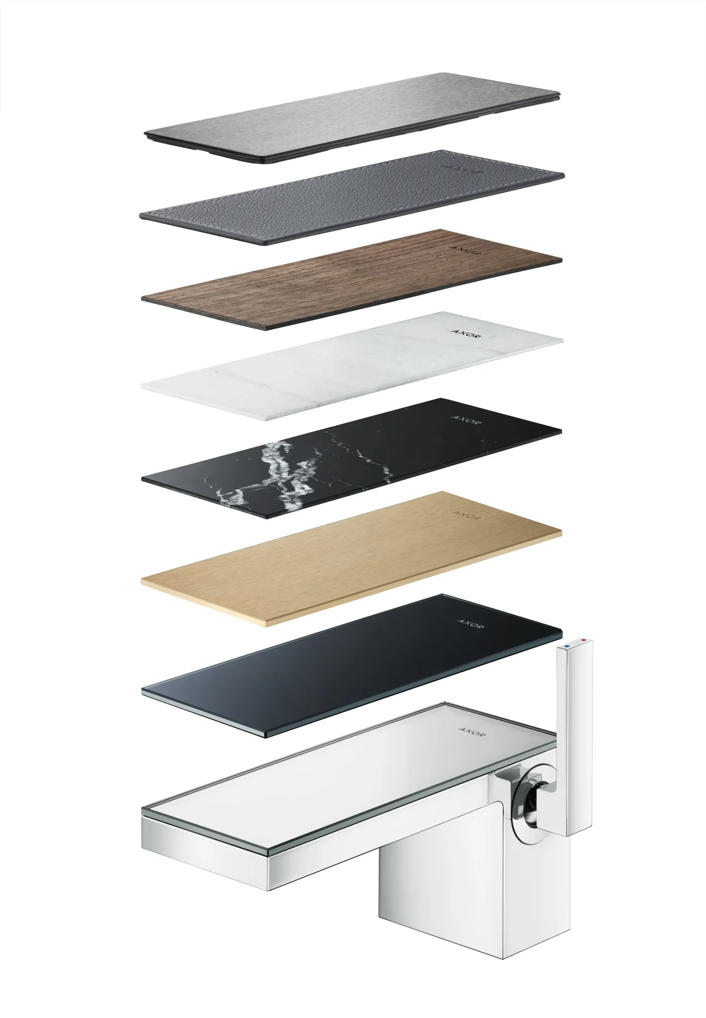 Hansgrohe AXOR MyEdition Einhebel-Waschtischmischer 70 mit Push-Open Ablaufgarnitur, Chrom/Spiegelglas Hansgrohe AXOR MyEdition Einhebel-Waschtischmischer 70 mit Push-Open Ablaufgarnitur, Chrom/Spiegelglas