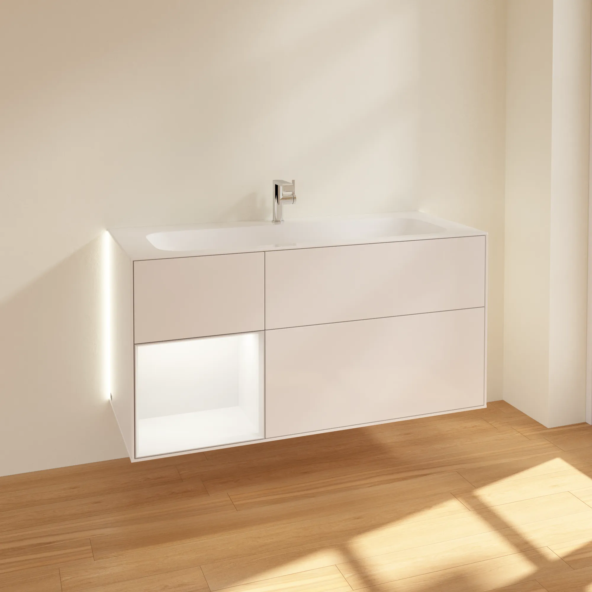 Villeroy & Boch Waschtischunterschrank „Finion“ für Schrankwaschtisch 1196 × 591 × 498 mm Glossy White Lacquer, für Becken mittig Villeroy & Boch Waschtischunterschrank „Finion“ für Schrankwaschtisch 1196 × 591 × 498 mm Glossy White Lacquer, für Becken mittig