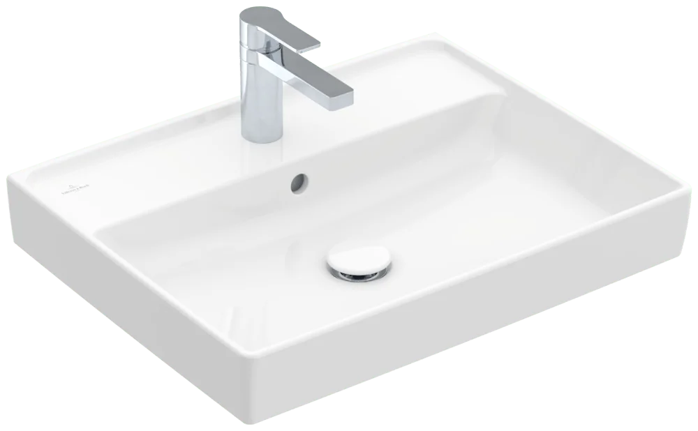 Villeroy & Boch Collaro Waschbecken, 600x470x160 mm, weiß Alpin, TitanCeram, mit Überlauf, Wandmontage Villeroy & Boch Collaro Waschbecken, 600x470x160 mm, weiß Alpin, TitanCeram, mit Überlauf, Wandmontage