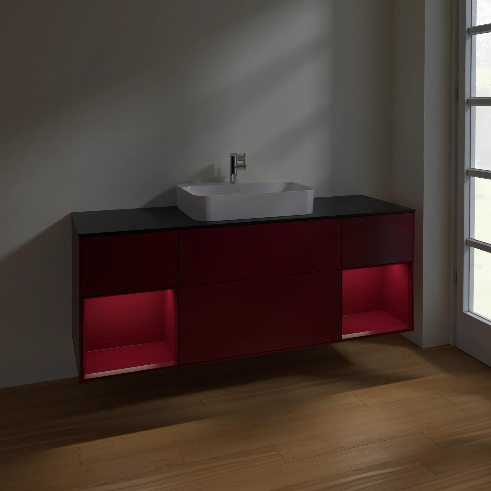 Villeroy & Boch Waschtischunterschrank „Finion“ für Schrankwaschtisch 1600 × 603 × 501 mm Peony Matt Lacquer, für Becken mittig Villeroy & Boch Waschtischunterschrank „Finion“ für Schrankwaschtisch 1600 × 603 × 501 mm Peony Matt Lacquer, für Becken mittig