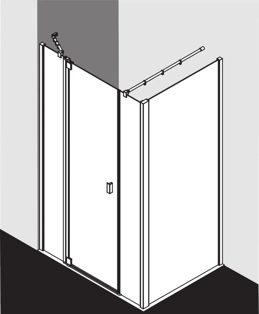 Kermi Duschtür Pendeltür 1-flügelig links mit Festfeldern für Nische und Ecke „RAYA“ Glas SR Opaco, Profile Silber Mattglanz, BV: 998 - 1038 mm GAK: 985 - 1015 mm WE: 998 - 1038 mm H: 1850 mm Kermi Duschtür Pendeltür 1-flügelig links mit Festfeldern für Nische und Ecke „RAYA“ Glas SR Opaco, Profile Silber Mattglanz, BV: 998 - 1038 mm GAK: 985 - 1015 mm WE: 998 - 1038 mm H: 1850 mm
