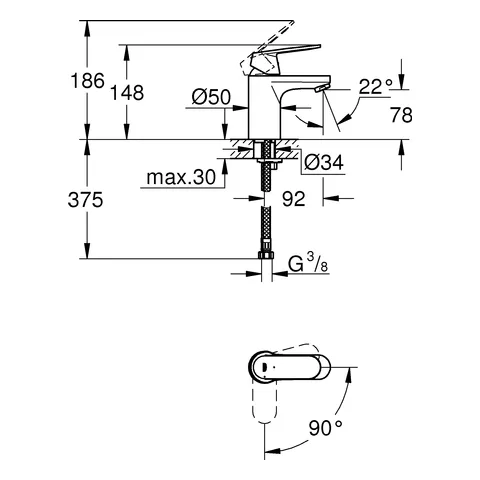Einhand-Waschtischbatterie Eurosmart Cosmopolitan 23376, S-Size, Einlochmontage, glatter Körper, Energie-Spar-Funktion Mittelstellung kalt, chrom Einhand-Waschtischbatterie Eurosmart Cosmopolitan 23376, S-Size, Einlochmontage, glatter Körper, Energie-Spar-Funktion Mittelstellung kalt, chrom