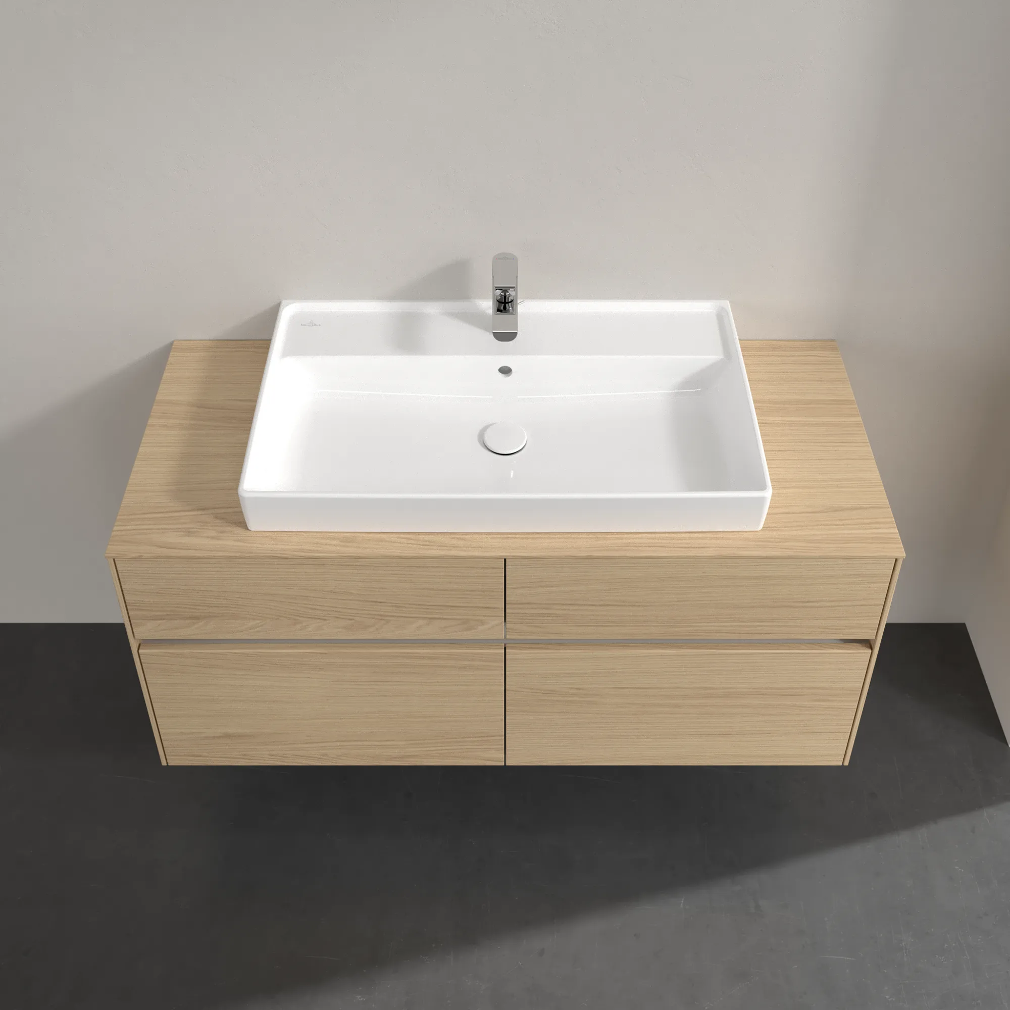 Villeroy & Boch Waschtischunterschrank „Collaro“ 1200 × 548 × 500 mm Nordic Oak, mit Beleuchtung, für Becken mittig