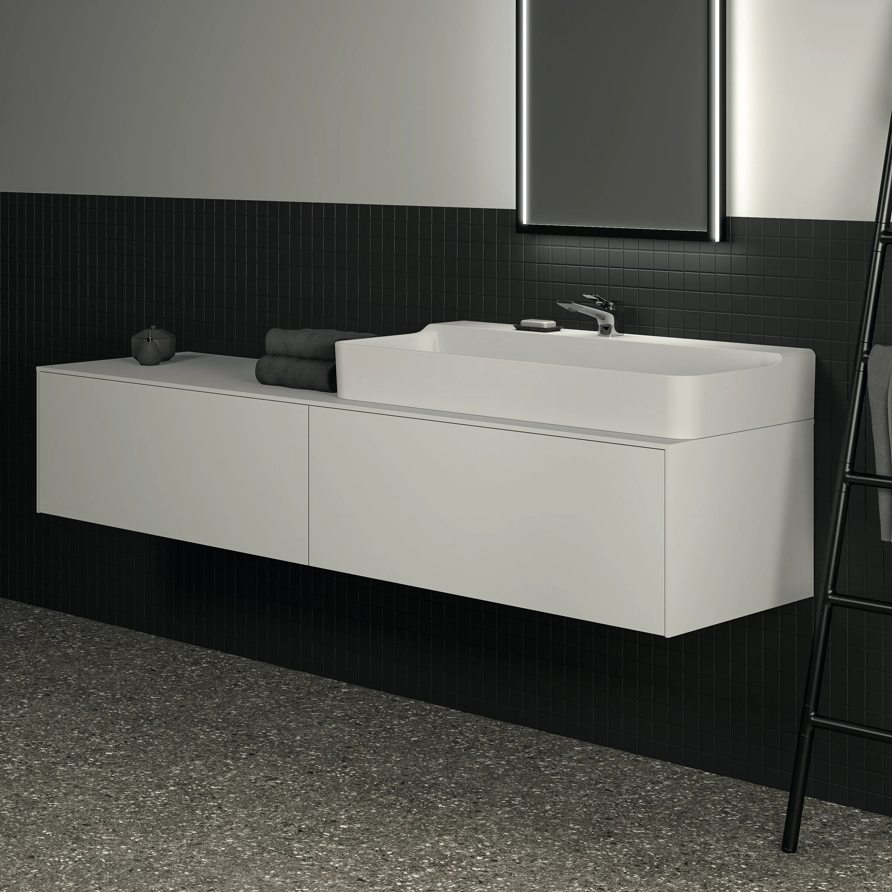 Ideal Standard Waschtischunterschrank „Conca“ 198,7 × 37 × 50,5 cm Weiß matt lackiert Ideal Standard Waschtischunterschrank „Conca“ 198,7 × 37 × 50,5 cm Weiß matt lackiert