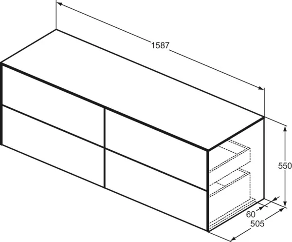 Ideal Standard Waschtischunterschrank „Conca“ 158,7 × 55 × 50,5 cm Sunset matt lackiert Ideal Standard Waschtischunterschrank „Conca“ 158,7 × 55 × 50,5 cm Sunset matt lackiert