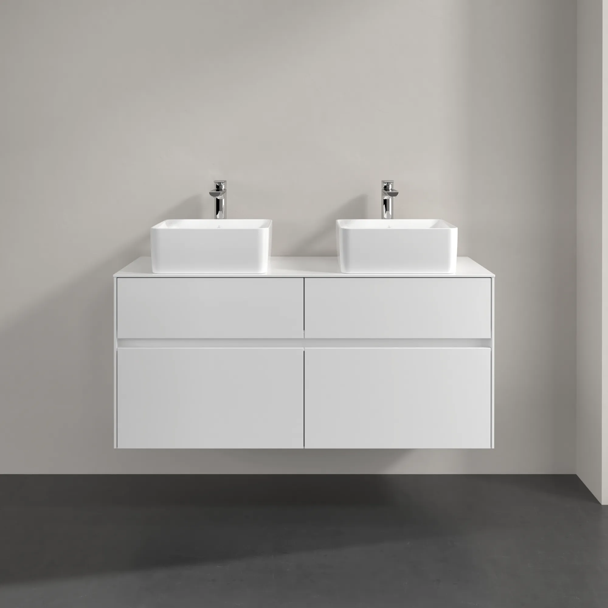 Villeroy & Boch Waschtischunterschrank „Collaro“ 1200 × 548 × 500 mm Glossy White, ohne Beleuchtung, für links und rechts