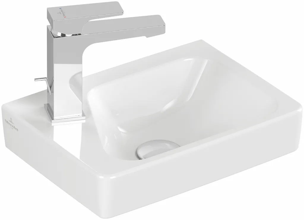Villeroy & Boch Waschbecken „Architectura“ 360 × 265 × 135 mm, ohne Hahnlochbohrung, für Becken rechts in Weiß Alpin Villeroy & Boch Waschbecken „Architectura“ 360 × 265 × 135 mm, ohne Hahnlochbohrung, für Becken rechts in Weiß Alpin
