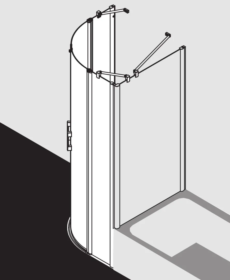 Kermi Duschdesign Viertelkreis-Duschkabine mit Pendeltüren mit Festfeldern „PEGA“ Glas Klar, Profile Silber Hochglanz, BV: 865 - 890 mm GAK: 850 - 875 mm WE: 875 - 900 mm H: 2000 mm Kermi Duschdesign Viertelkreis-Duschkabine mit Pendeltüren mit Festfeldern „PEGA“ Glas Klar, Profile Silber Hochglanz, BV: 865 - 890 mm GAK: 850 - 875 mm WE: 875 - 900 mm H: 2000 mm