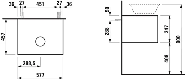 Laufen THE NEW CLASSIC Waschtischunterbau 457x577x347, geschwärzte Eiche Laufen THE NEW CLASSIC Waschtischunterbau 457x577x347, geschwärzte Eiche
