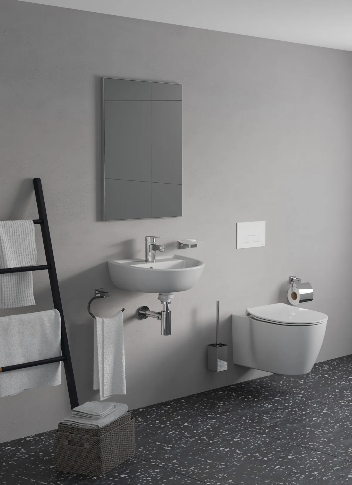 Ideal Standard Toilettenbürstengarnitur „IOMCube“ 8 × 39,2 cm, Befestigung verdeckt