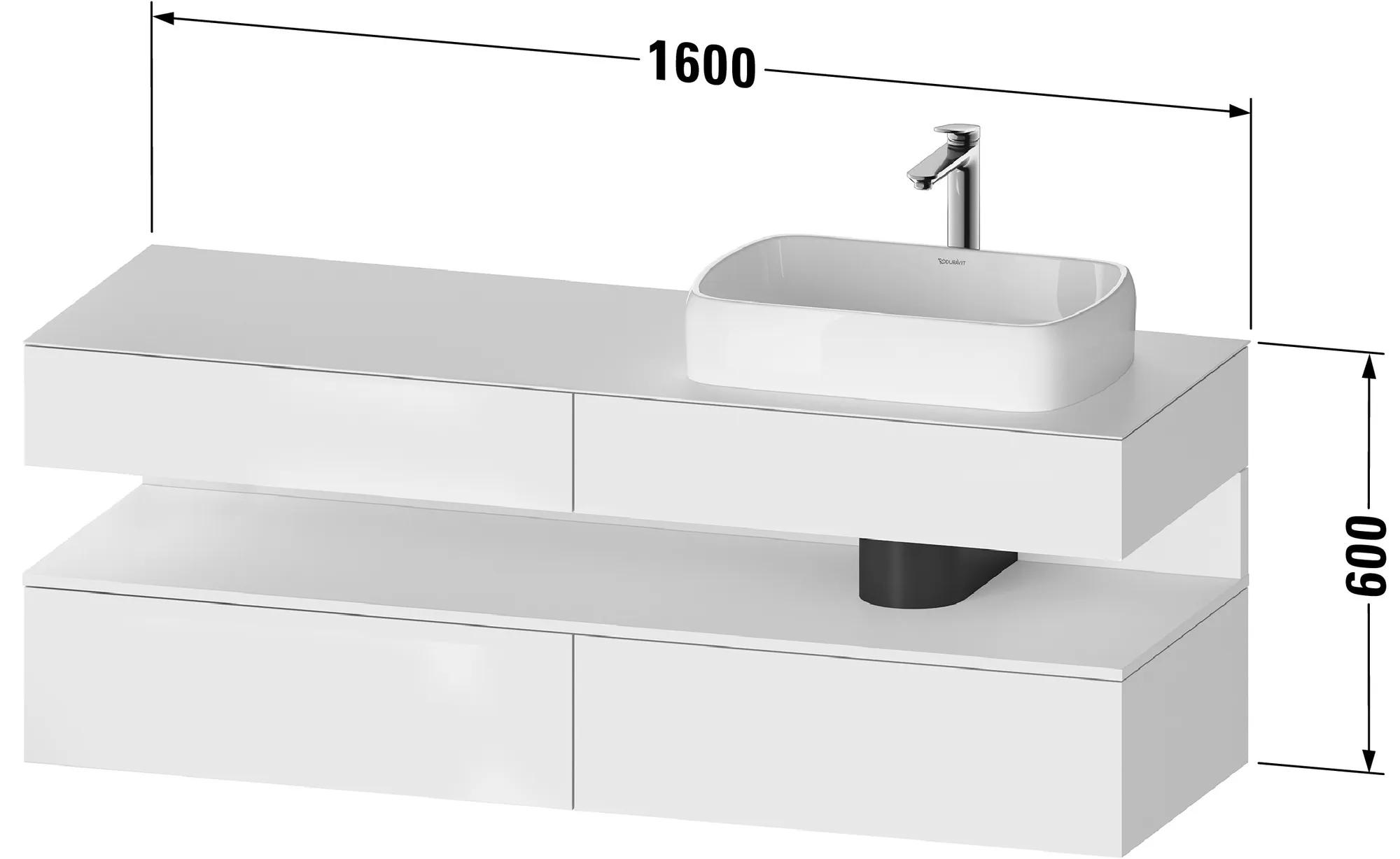 Duravit Waschtischunterschrank wandhängend „Qatego“ 160 × 60 × 55 cm Duravit Waschtischunterschrank wandhängend „Qatego“ 160 × 60 × 55 cm