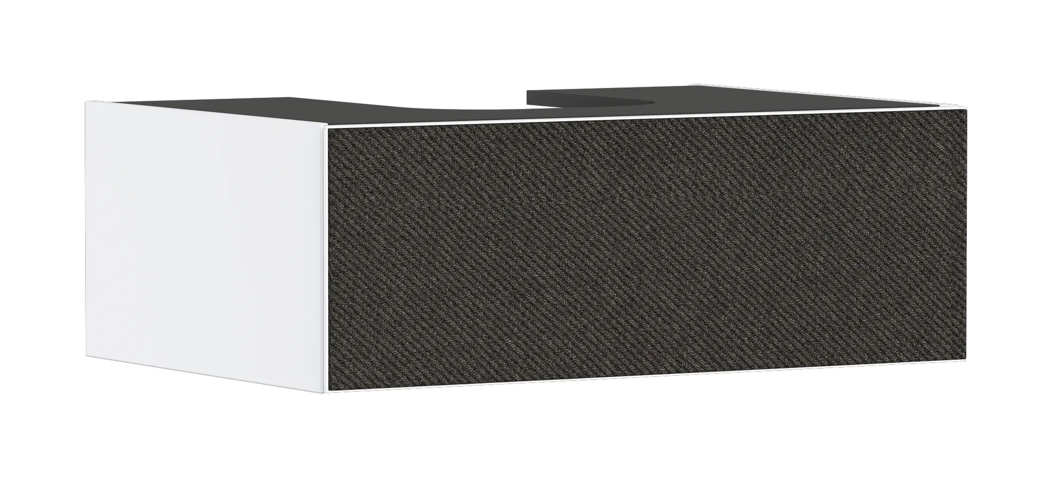 Xevolos E Waschtischunterschrank Mattweiß 780/550 mit 1 Schubkasten für Konsole mit Ausschnitt mittig, Oberfläche Front: Weiß Metallic