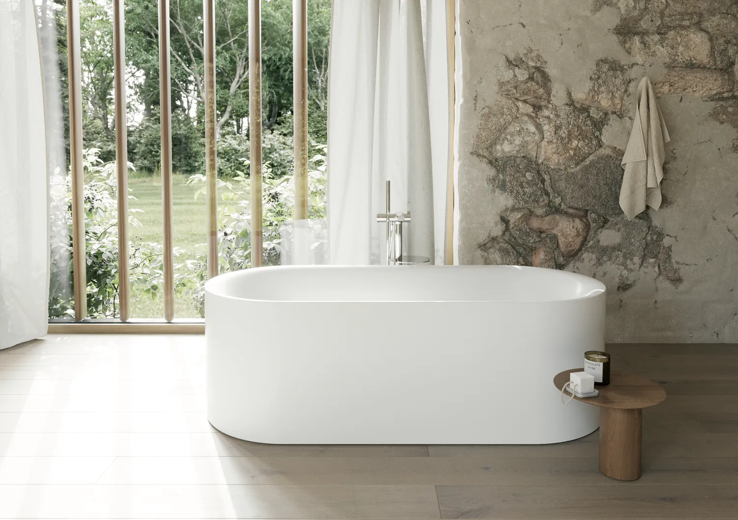 Bette BetteLux Oval Silhouette Badewanne, Edelweiß, 1900 x 900 mm, Randhöhe 575 mm, 2-Sitzer, freistehend, glasierter Titan-Stahl