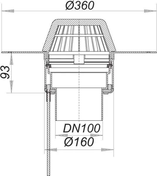Dachablauf 62 H FPO-PP, beheizt, DN 100