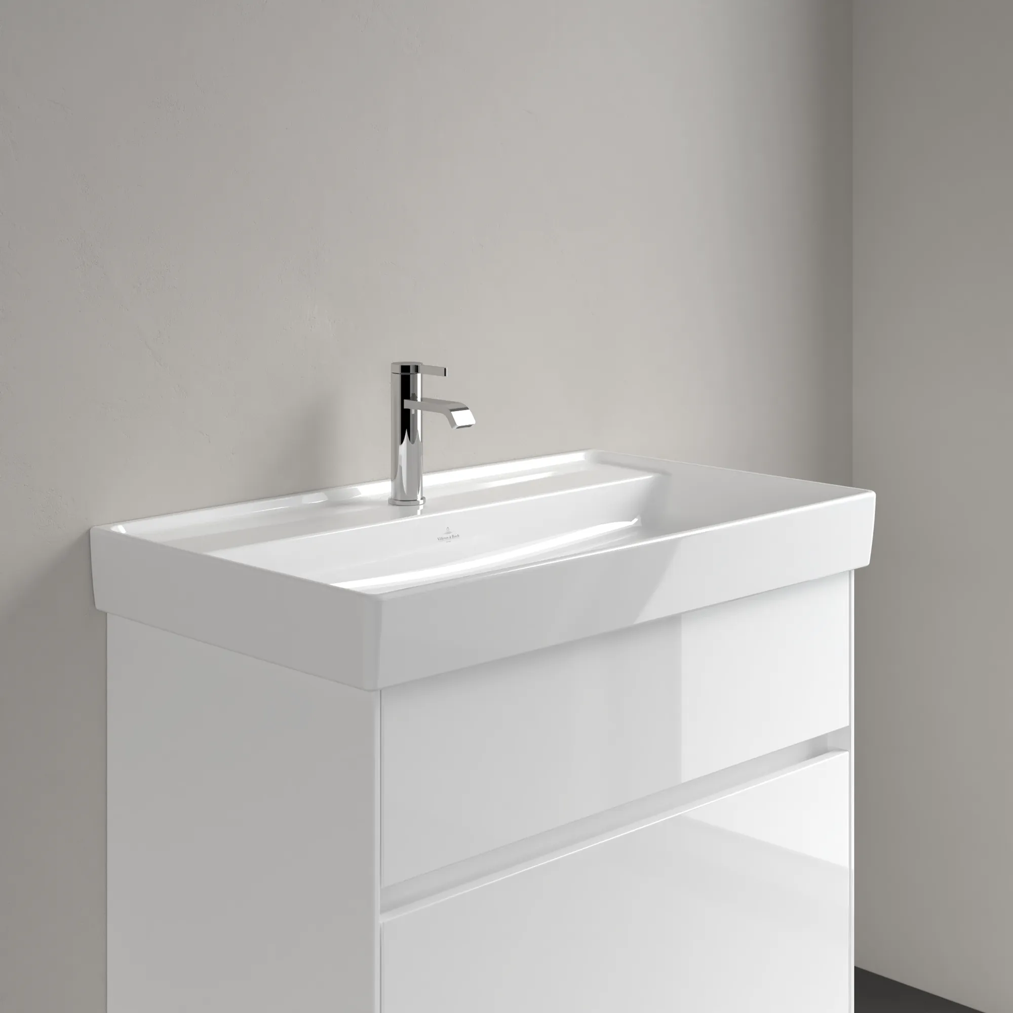 Villeroy & Boch Collaro Schrankwaschtisch, 800x465x160 mm, weiß Alpin CeramicPlus, TitanCeram, glänzend, 3-Loch-Armatur Villeroy & Boch Collaro Schrankwaschtisch, 800x465x160 mm, weiß Alpin CeramicPlus, TitanCeram, glänzend, 3-Loch-Armatur