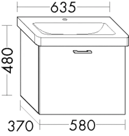 Waschtischunterschrank Sys30 von burgbad – 1 Auszug, 370 x 580 x 480 mm, Tiefe 260 mm, PG1