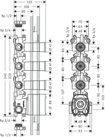 Hansgrohe AXOR Starck Grundkörper für Thermostatmodul 360⁄120 Unterputz, DN20 Hansgrohe AXOR Starck Grundkörper für Thermostatmodul 360⁄120 Unterputz, DN20
