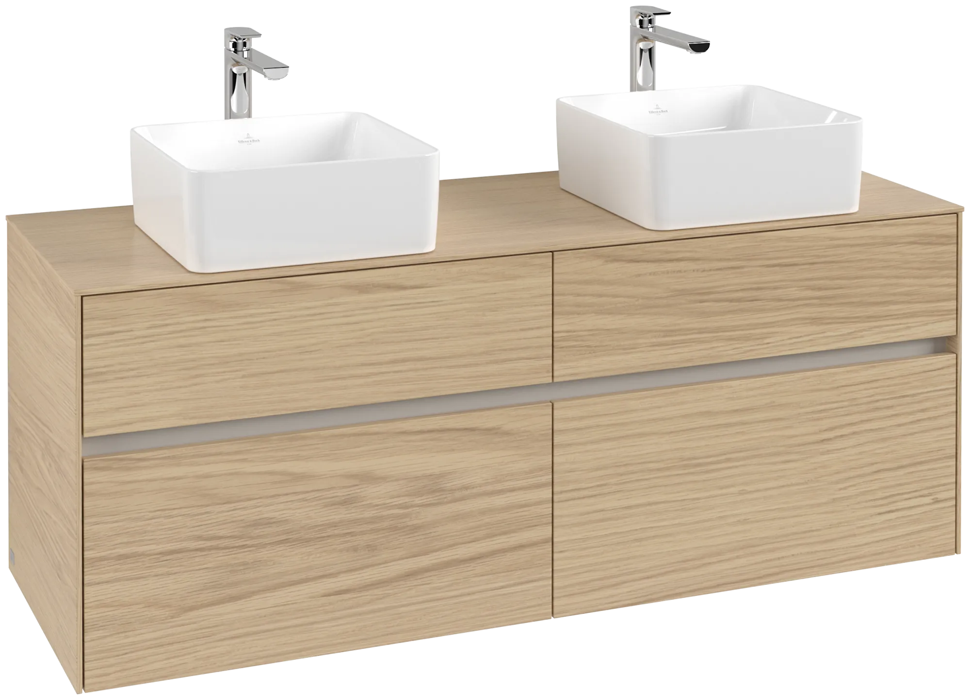 Villeroy & Boch Waschtischunterschrank „Collaro“ 1400 × 548 × 500 mm Nordic Oak, mit Beleuchtung, für links und rechts Villeroy & Boch Waschtischunterschrank „Collaro“ 1400 × 548 × 500 mm Nordic Oak, mit Beleuchtung, für links und rechts