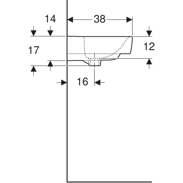 Wandwaschtisch „Renova Plan“, rechteckig 50 × 38 cm in weiß alpin