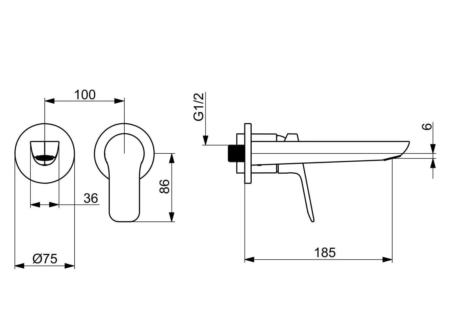 HansaBASIC Waschtischarmatur EHM FM-Set f. WT-Batt. HansaBASIC 5560 Ausladung 185 mm Chrom