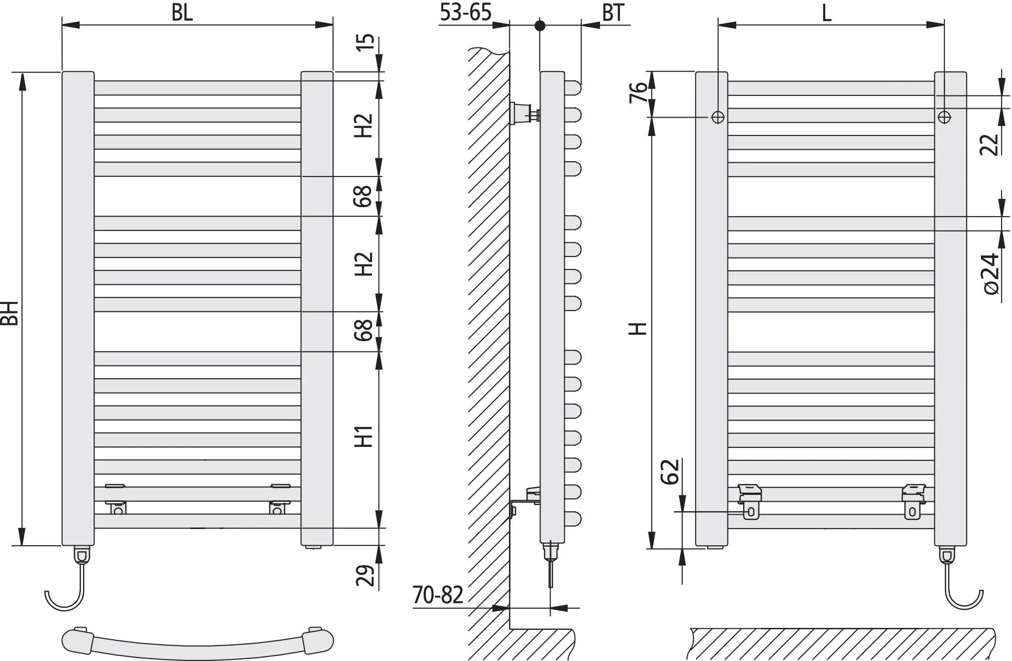 Kermi Elektroheizkörper „Basic® R-E“ 45 × 80,4 cm in Weiß