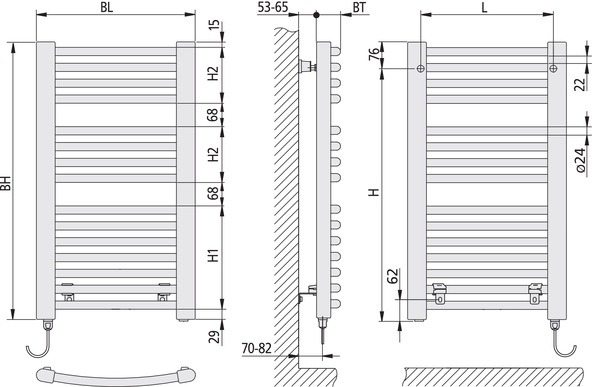Kermi Elektroheizkörper „Basic® R-E“ 45 × 80,4 cm in Weiß Soft